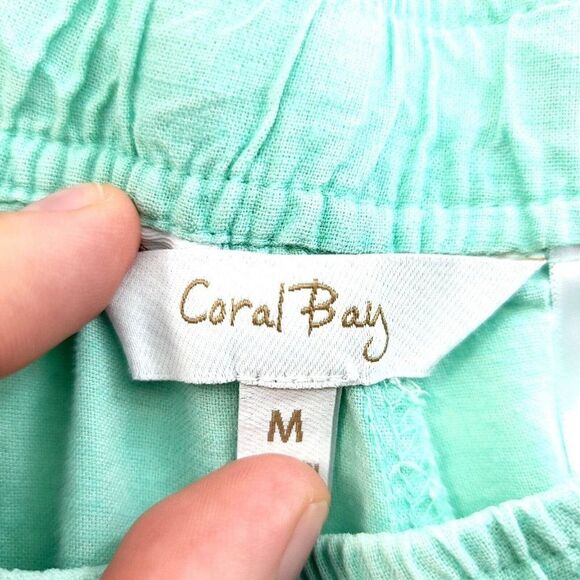 Coral Bay‎ Linen Rayon Green Medium Shorts High Rise 30/8 - Picture 4 of 6